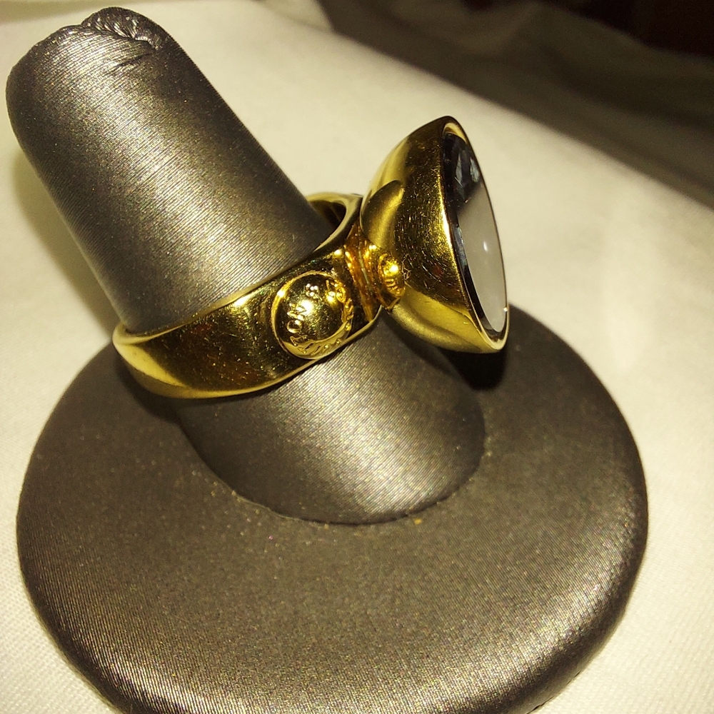 LOUIS VUITTON Over the Rainbow Ring Black Swarovski Crystal Sz L - Picture 11 of 12